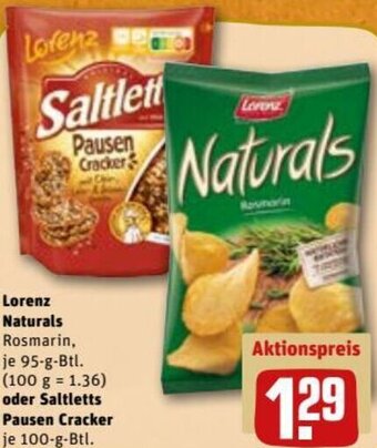 REWE DE Lorenz Naturals Oder Saltletts Pausen Cracker tilbud