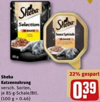 REWE DE Sheba Katzennahrung tilbud