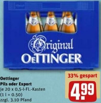 REWE DE Oettinger Pils Oder Export tilbud