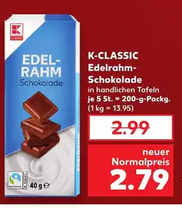 Kaufland K-CLASSIC Edelrahm- Schokolade tilbud