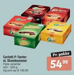 Fakta Tyskland Carletti P-Tærter el. Skumbananer tilbud