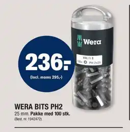 Stark WERA BITS PH2 25 mm. Pakke med 100 stk. (Best. nr. 1942472) tilbud