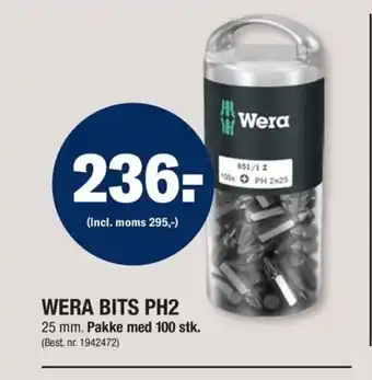 Stark WERA BITS PH2 25 mm. Pakke med 100 stk. (Best. nr. 1942472) tilbud