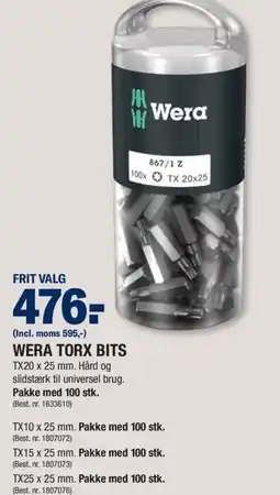 Stark WERA TORX BITS TX20 x 25 mm. Hård og tilbud