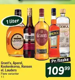 Fakta Tyskland Grant's, Aperol, Koskenkorva, Hansen tilbud