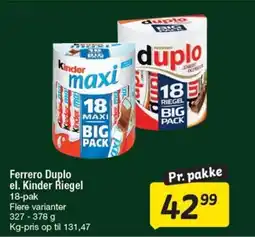 Fakta Tyskland Ferrero Duplo el. Kinder Riegel 18-pak Flere varianter tilbud