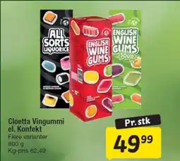 Fakta Tyskland Cloetta Vingummi el. Konfekt tilbud