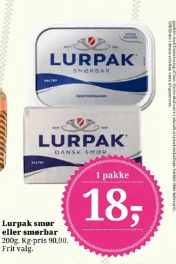 LokalBrugsen Lurpak smør eller smørbar tilbud