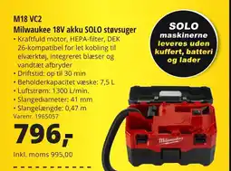 10-4 Byggecenter M18 VC2 Milwaukee 18V akku SOLO støvsuger tilbud