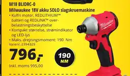 10-4 Byggecenter M18 BLIDRC-0 Milwaukee 18V akku SOLO slagskruemaskine tilbud