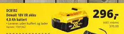 10-4 Byggecenter DCB182 Dewalt 18V XR akku 4,0 Ah batteri tilbud