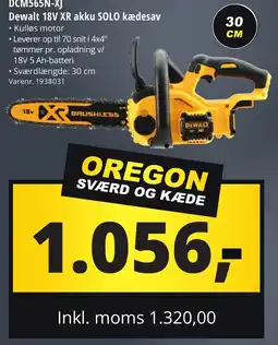 10-4 Byggecenter DCM565N-XJ Dewalt 18V XR akku SOLO kædesav tilbud