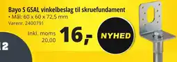 10-4 Byggecenter Bayo S GSAL vinkelbeslag til skruefundament tilbud