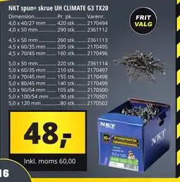 10-4 Byggecenter NKT spun+ skrue UH CLIMATE G3 TX20 tilbud