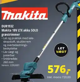 10-4 Byggecenter DUR193Z Makita 18V LTX akku SOLO tilbud