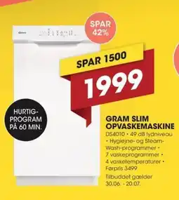Expert GRAM SLIM OPVASKEMASKINE tilbud