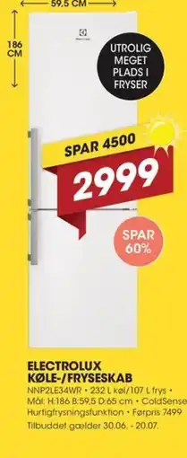 Expert ELECTROLUX KØLE-/FRYSESKAB tilbud