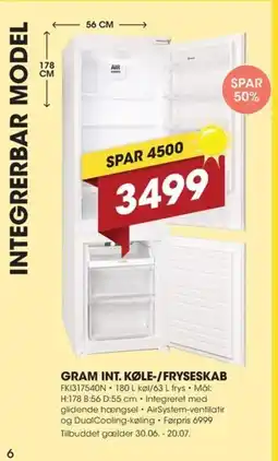 Expert GRAM INT. KØLE-/FRYSESKAB tilbud