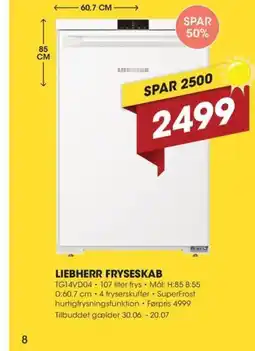 Expert LIEBHERR FRYSESKAB tilbud