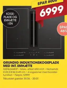 Expert Grundig induktionskogeplade med int. emhætte tilbud