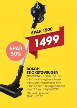 Expert BOSCH STICKSTØVSUGER tilbud
