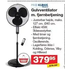 Bauhaus PRO KUMA Gulvventilator m. fjernbetjening tilbud