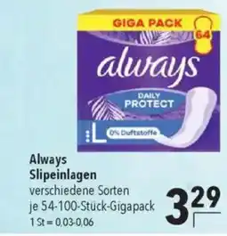 Citti Always Slipeinlagen verschiedene Sorten tilbud