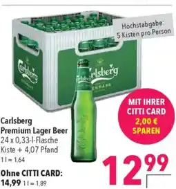 Citti Carlsberg Premium Lager Beer tilbud