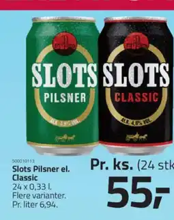 Fleggaard Slots Pilsner el. Classic tilbud