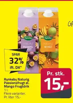 Fleggaard Rynkeby Naturig Passionsfrugt el. Mango Frugtdrik tilbud