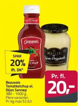 Fleggaard Beauvais Tomatketchup el. Dijon Sennep tilbud