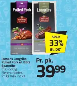 Fleggaard Jensens Longribs, Pulled Pork el. BBQ Spareribs tilbud