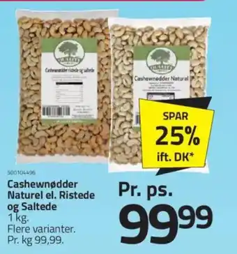Fleggaard Cashewnødder Naturel el. Ristede og Saltede tilbud