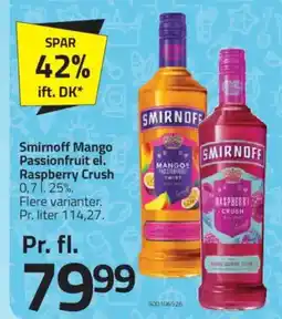 Fleggaard Smirnoff Mango Passionfruit el. Raspberry Crush tilbud