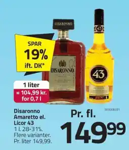 Fleggaard Disaronno Amaretto el. Licor 43 tilbud
