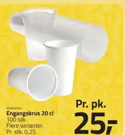 Fleggaard Engangskrus 20 cl 100 stk. tilbud