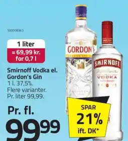 Fleggaard Smirnoff Vodka el. Gordon's Gin tilbud