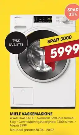 Punkt1 MIELE VASKEMASKINE tilbud