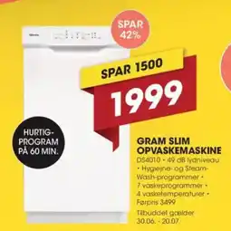 Punkt1 GRAM SLIM OPVASKEMASKINE tilbud