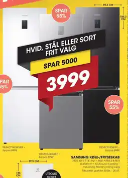 Punkt1 SAMSUNG KØLE-/FRYSESKAB tilbud