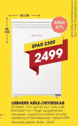 Punkt1 LIEBHERR KØLE-/FRYSESKAB tilbud