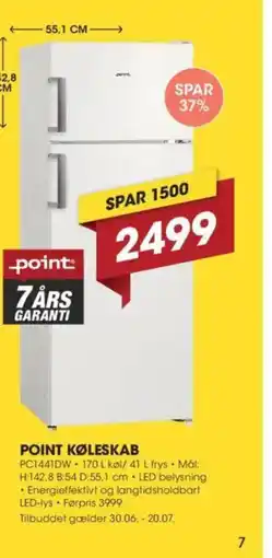 Punkt1 POINT KØLESKAB tilbud