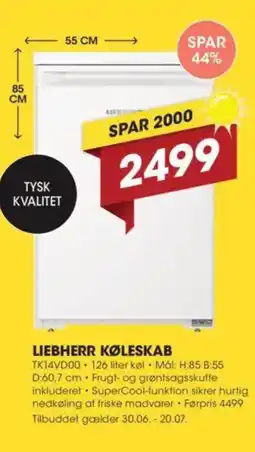 Punkt1 LIEBHERR KØLESKAB tilbud