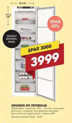 Punkt1 GRUNDIG INT. FRYSESKAB tilbud