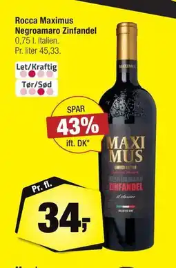 Calle Rocca Maximus Negroamaro Zinfandel tilbud