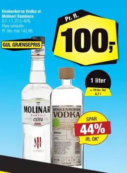Calle Koskenkorva Vodka el. Molinari Sambuca tilbud