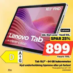 Power Lenovo tab 10,1" - 64 gb hukommelse nyd underholdning hjemme eller på farten! tilbud