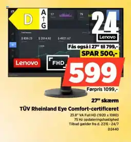 Power Lenovo 27" skærm TÜV Rheinland Eye Comfort-certificeret tilbud