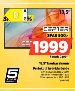 Power CEPTER 18,5" bærbar skærm Perfekt til hybridarbejde tilbud