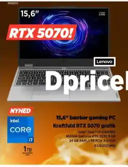 Power Lenevo 15,6" bærbar gaming PC Kraftfuld RTX 5070 grafik tilbud